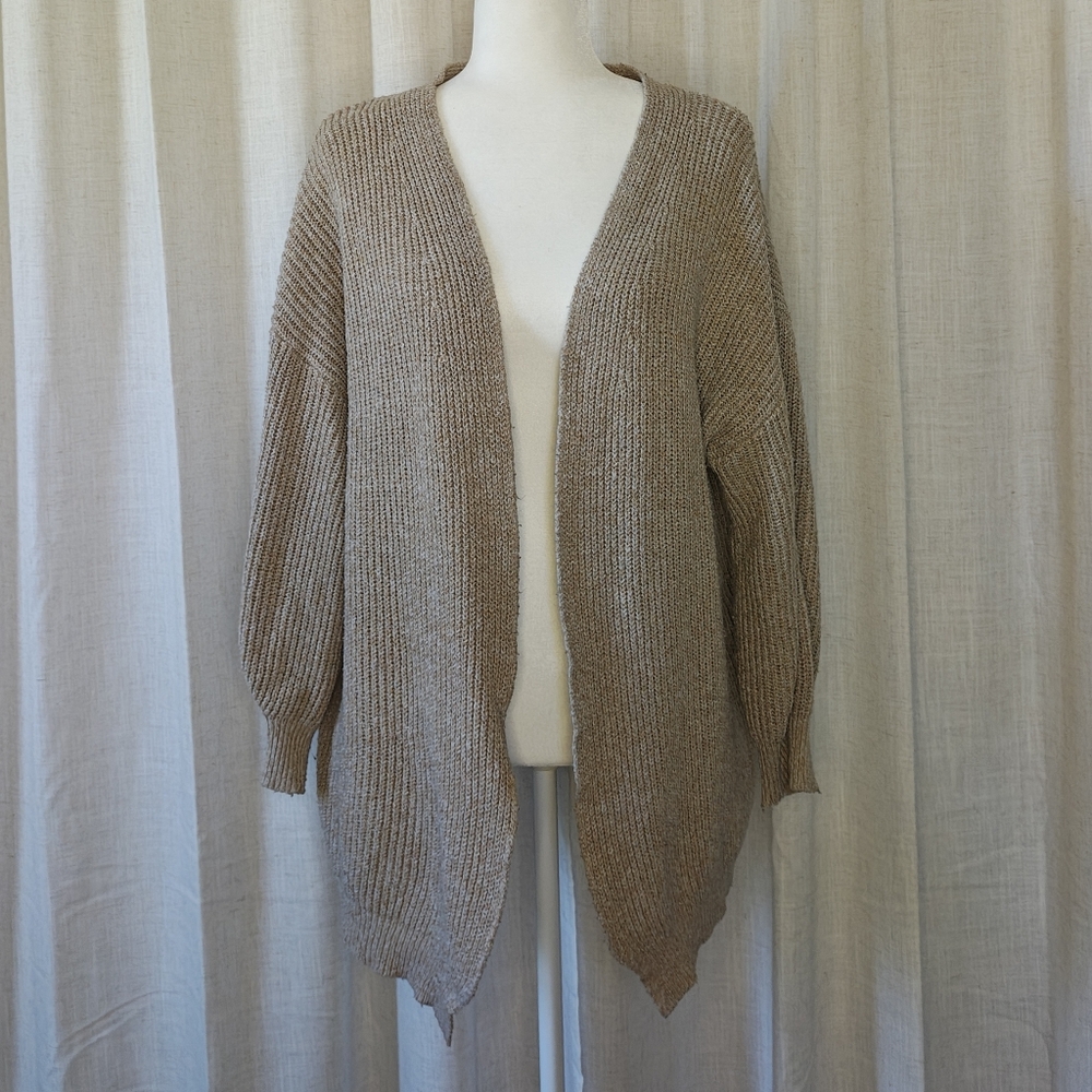 SHEIN Tan Open-Front Cardigan
